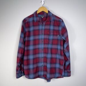 Eddie Bauer Mens Bristol Flannel Red Blue Plaid Shirt Sz Large Outdoors